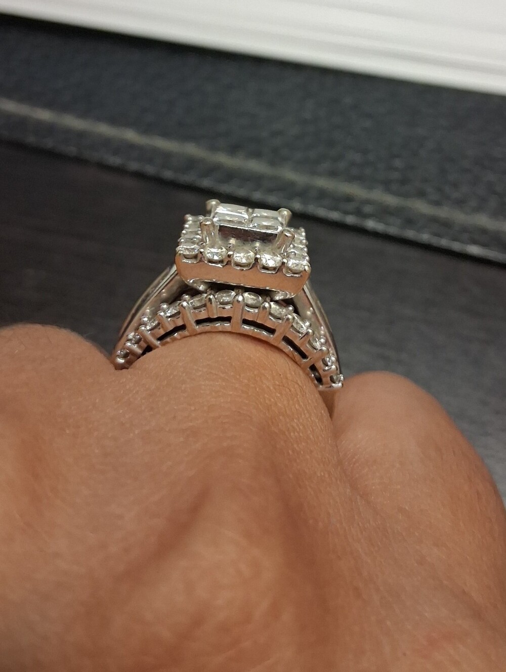 3 Carat Zales Silver-Tone Multi-Stone Halo Bridal Ring - White